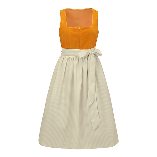 Oktoberfest Robe Dirndl Femme de ménage Bavarois Allemand Munich Prairies Femmes Soirée Fête de la Bière Tissu de style traditionnel Sans chemisier