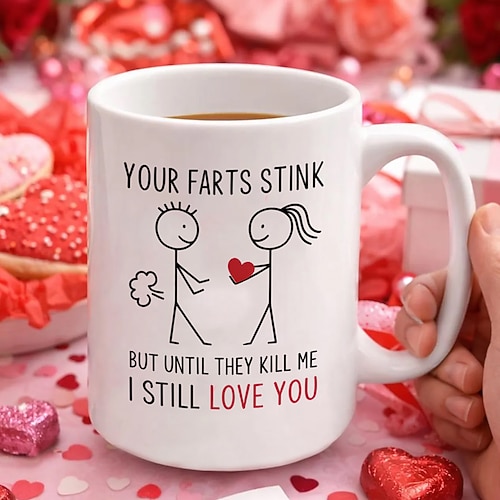 Mug cadeau Saint-Valentin « Tes pets puent, mais je t