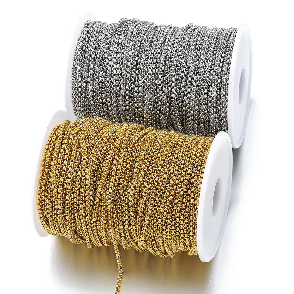 1 Meter lange runde O-förmige Gliederkette aus Edelstahl für die Schmuckherstellung, DIY-Zubehör Image