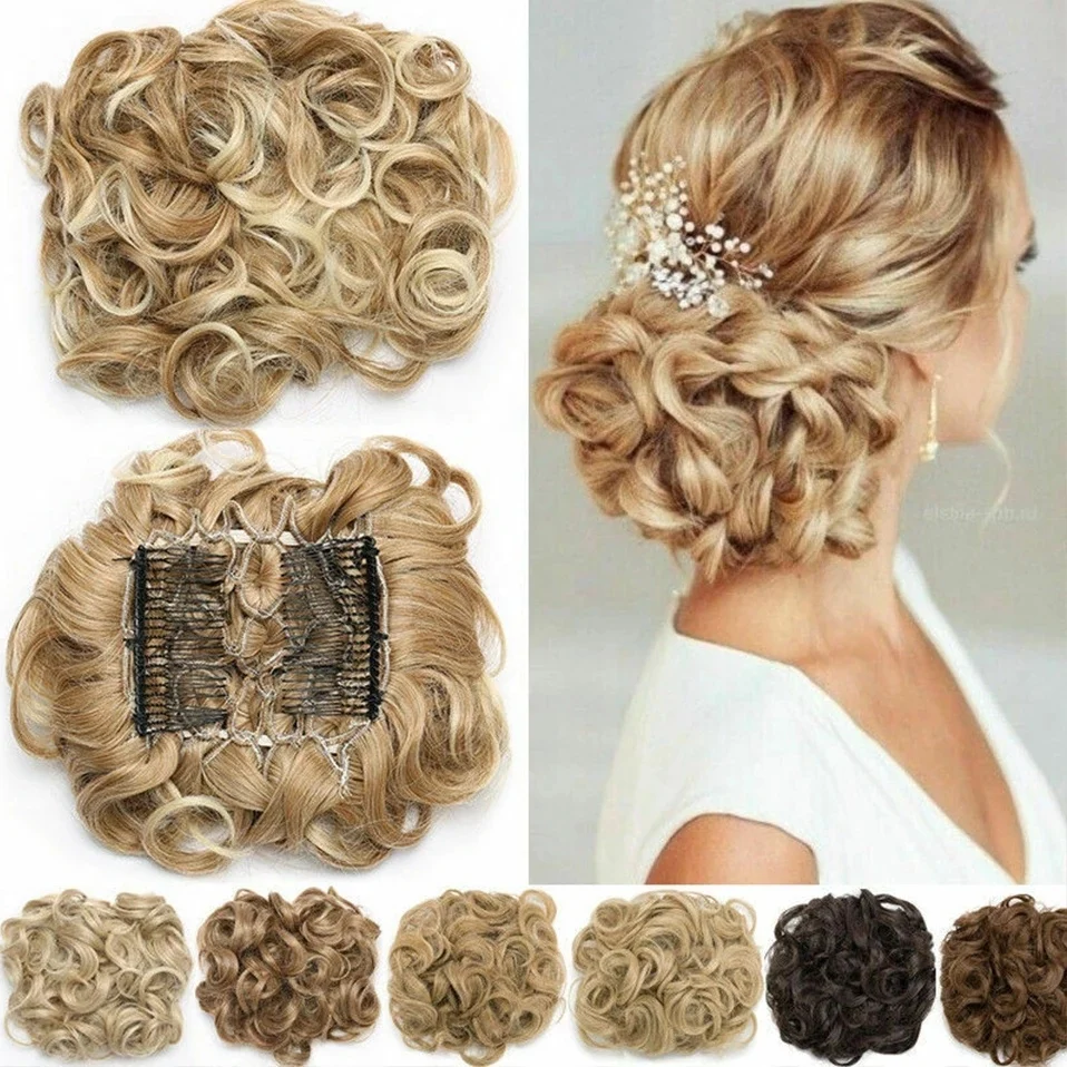 S-noilite Synthetische GROSSE Kamm Clip In Lockige Haarverlängerung Chignon Haarteile Frauen Hochsteckfrisur Abdeckung Haarteil Verlängerung Haarknoten Image