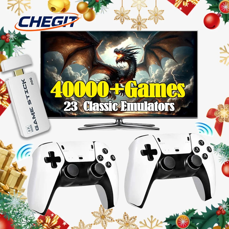 4K TV Game Stick M15 Video Game Console Built-in 40000 Games 64GB Player Wireless Controller Retro Gamepad Christmas Gift