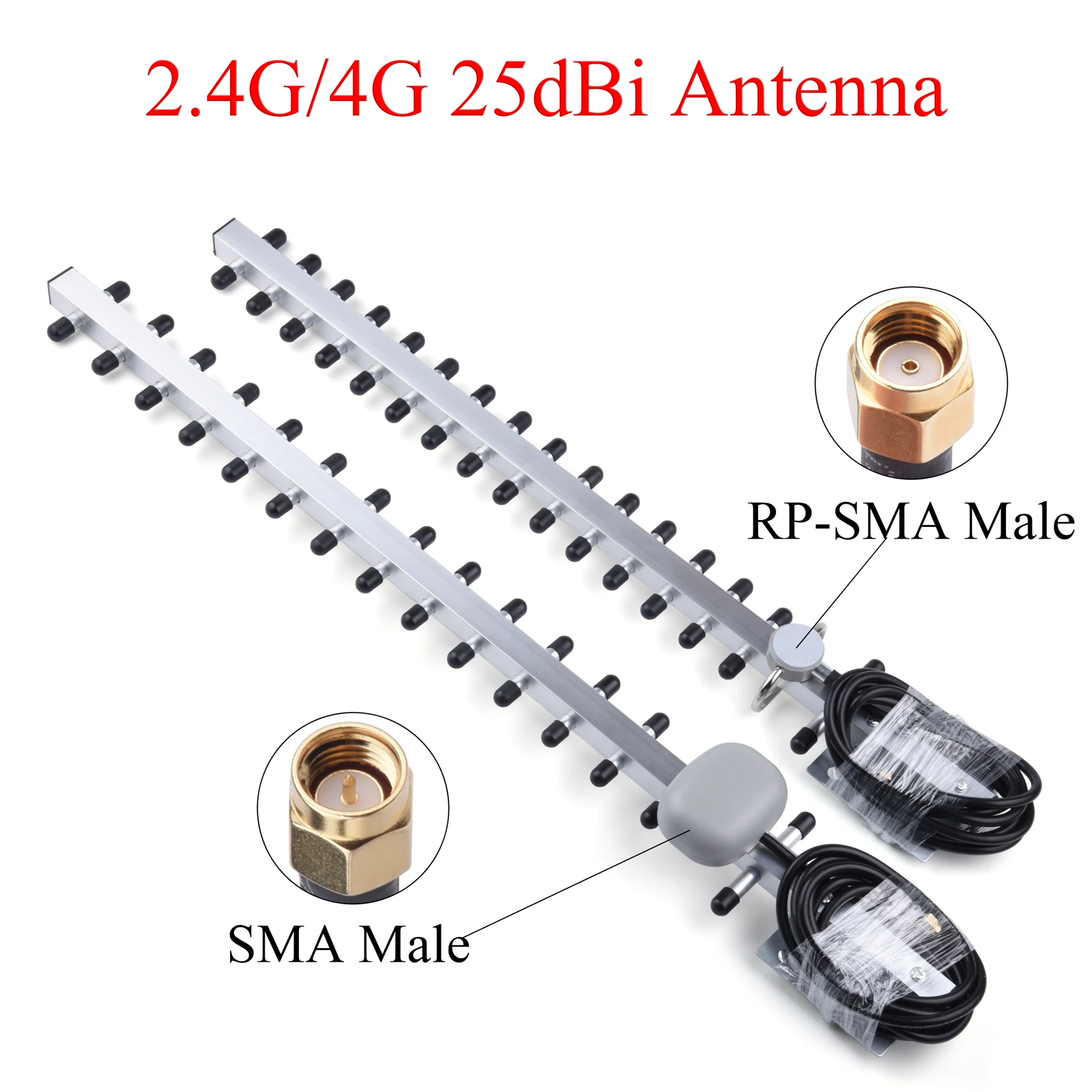 25 dBi High Gain 4G/2,4 G WiFi-Yagi-Antenne RP-SMA/SMA-Stecker mit Kabel zur drahtlosen Netzwerkverbesserung Image