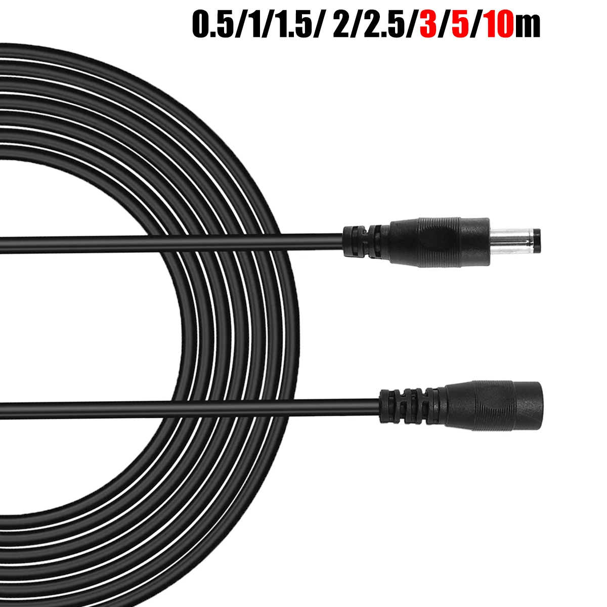 DC Verlängerung Kabel 0,5/1/1,5/2/2,5/3/5/10 m Weiblich Männlich 22AWG 5,5 2,1mm Power Adapter Kabel Stecker Für CCTV Kamera LED Streifen Image