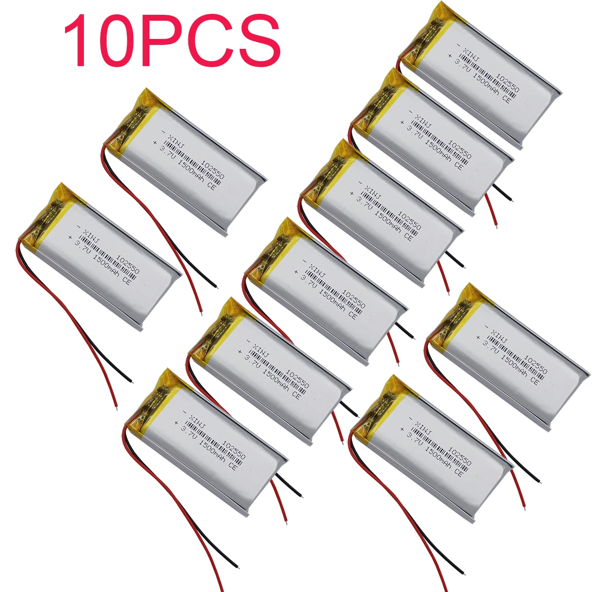 10 Stück 3,7 V 1500 mAh 5,55 Wh Ersatz-Li-Lithium-Akku 102550 Li-Ionen-Zellenreparatur GPS Bluetooth Lautsprecher Kopfhörer Headset MP4 Image