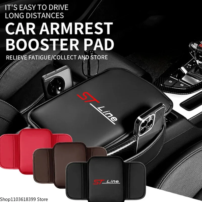 Leder Auto Armlehne Box Pad Mittelkonsole Armlehne Schutz Lagerung Tasche für ford ST LINE stline kuga fiesta MK2 Image