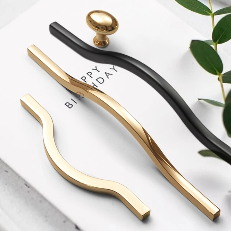 Möbel griffe Schwarz gold Schrank Kleider schrank zieht Zink legierung Küchen schränke zieht Griffe für Schränke und Schubladen Hardware Image