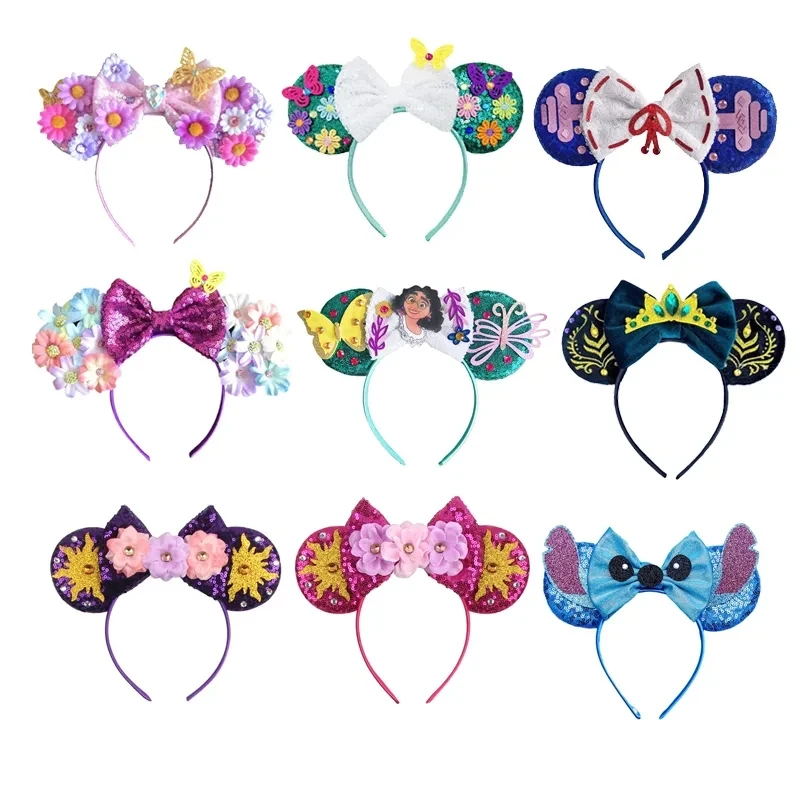 2023 Mickey Mouse Ohren Stirnband Festival Party Pailletten Schleife Haarband Frauen Mädchen Kinder Party Haar Zubehör Geschenk Image