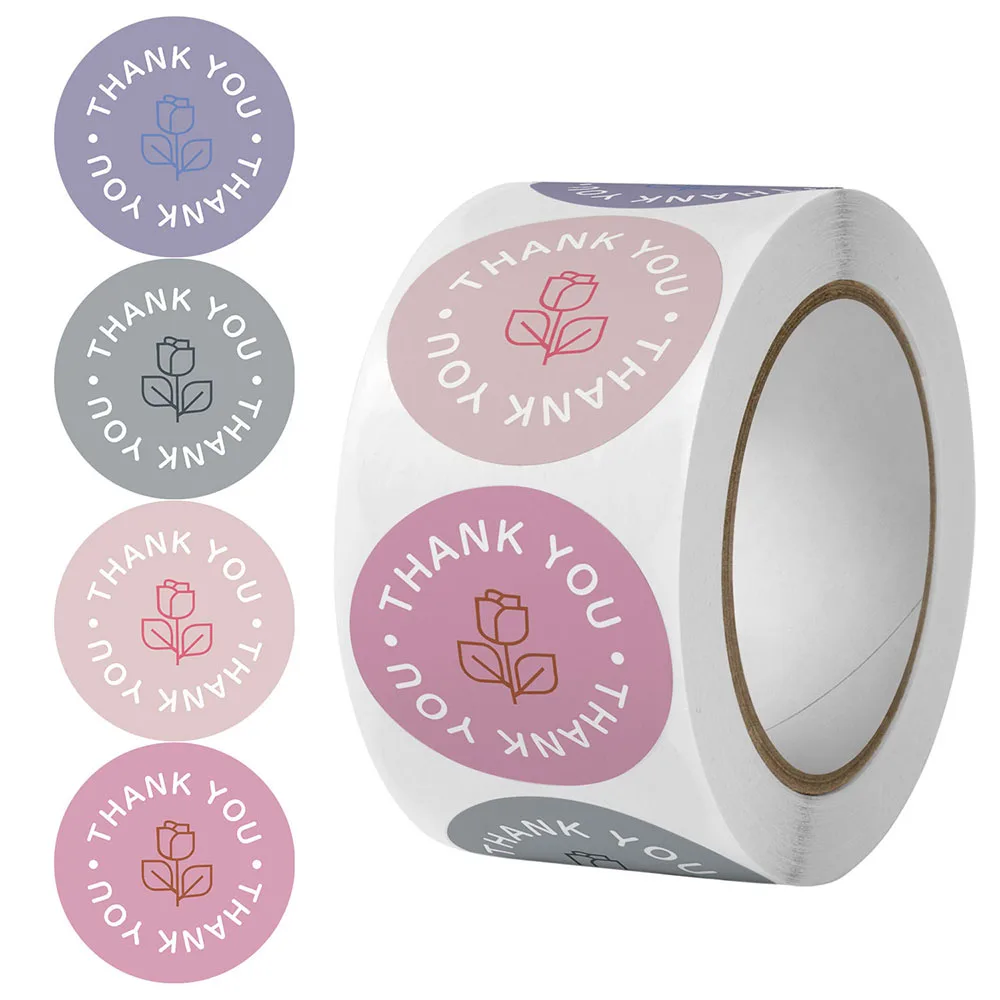 50–500 Stück 2,5 cm kleine Dankesaufkleber für Siegeletiketten, runde Blumen, mehrfarbige Etiketten, Aufkleber, handgefertigt, Angebot für Schreibwaren Image