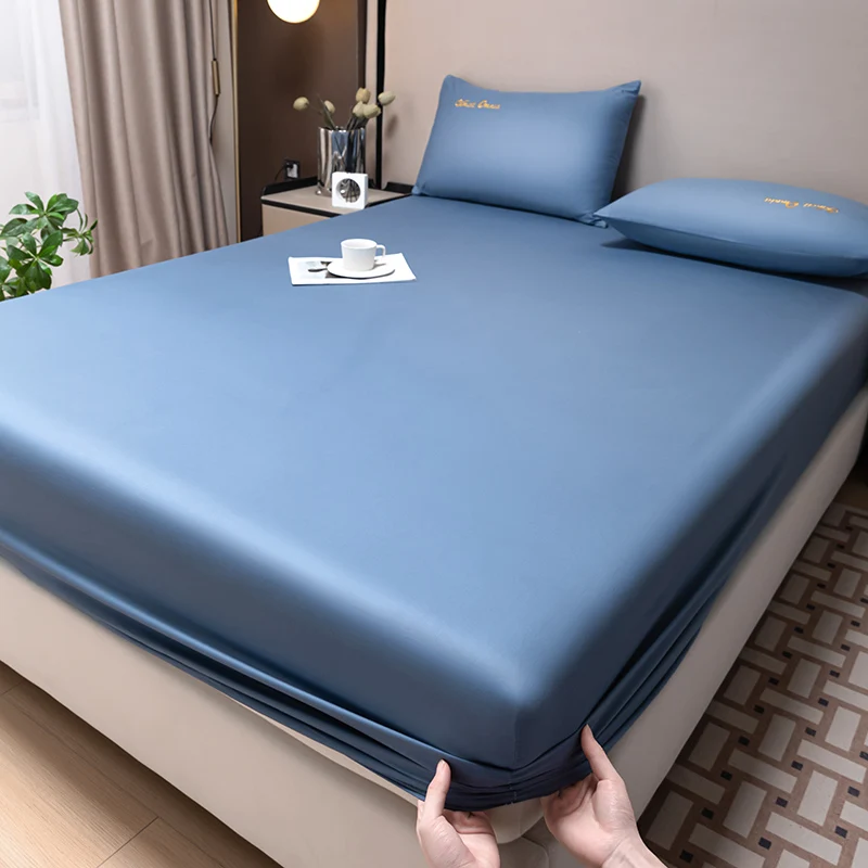 100% ägyptische Baumwolle Spann betttuch mit Gummiband Luxus weiche 400tc Bettwäsche Matratzen bezug Protector Double Queen King Size Image