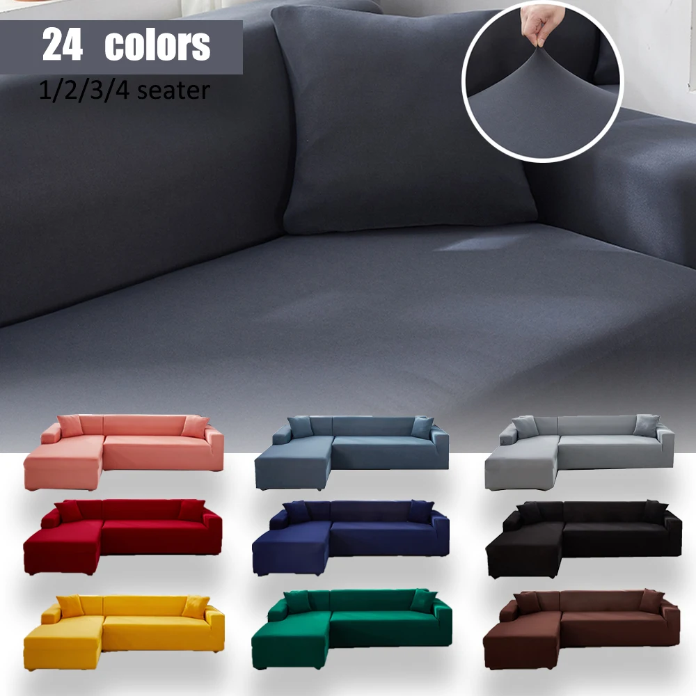 Solide Sofabezüge für das Wohnzimmer, elastischer Relaxsessel, L-Form, 1, 2, 3-Sitzer, Couch-Slip, Möbelschutzhülle Image
