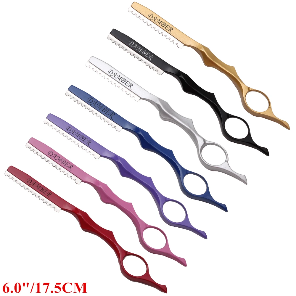 17,5 cm 1 Stücke Ausdünnung Rasierer Mit Klinge Luftfahrt Aluminium Professionelle Barber Rasierklingen Haar Rasierer Haarschneider Messer C6100 # Image