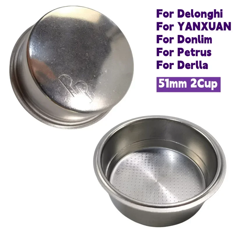 51mm Doppelschicht Druckfilterkorb Edelstahl Kaffeefilterbecher Druckkorb 51mm Für Siebträger Delonghi Image