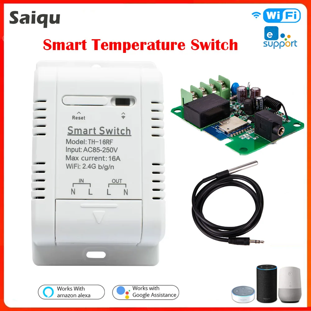 Wifi smart switch licht ac farm 16a 3000w google home alexa intelligenter thermostat alexa tuya ewelink smart temperatur schalter Image
