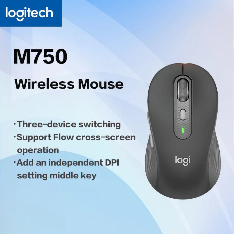 Logitech M750 Kabellose Bluetooth-Maus, kabellose, leise Maus, Mac, Ipad, Büro, Dual-Mode, kabellose Maus, Cross-Device Home Image