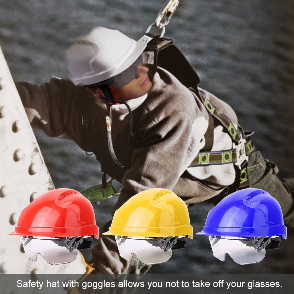 Casque rigide intégré lunettes de sécurité casque de sécurité Anti UV casque de sécurité chapeau de sécurité chapeau de travail de sécurité casque de travail