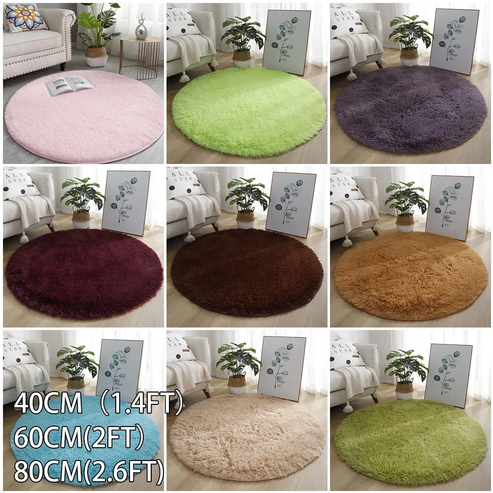 1 Stück Teppich für Zuhause, großer, zotteliger Teppich, 40/60/80 cm, superweiche runde Matte, Wohnzimmer, Schlafzimmer, Teppich, mehrfarbig, zur Auswahl für die Heimdekoration