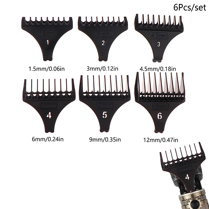 6 Teile/satz T9 Professionelle Haar Trimmer Grenze Kamm 1,5/3/4,5/6/9/12mm Universal Wachen Friseur Haar Schneiden Guide Barber Image