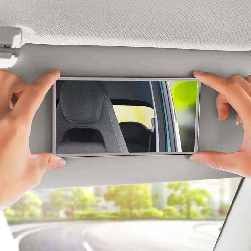 Auto-Sonnenblendenspiegel, Sonnenschutz-Kosmetikspiegel aus Edelstahl für Frau, Freundin, Make-up-Spiegel mit Sitzlehne, zum Aufkleben auf dem Auto-Waschtisch