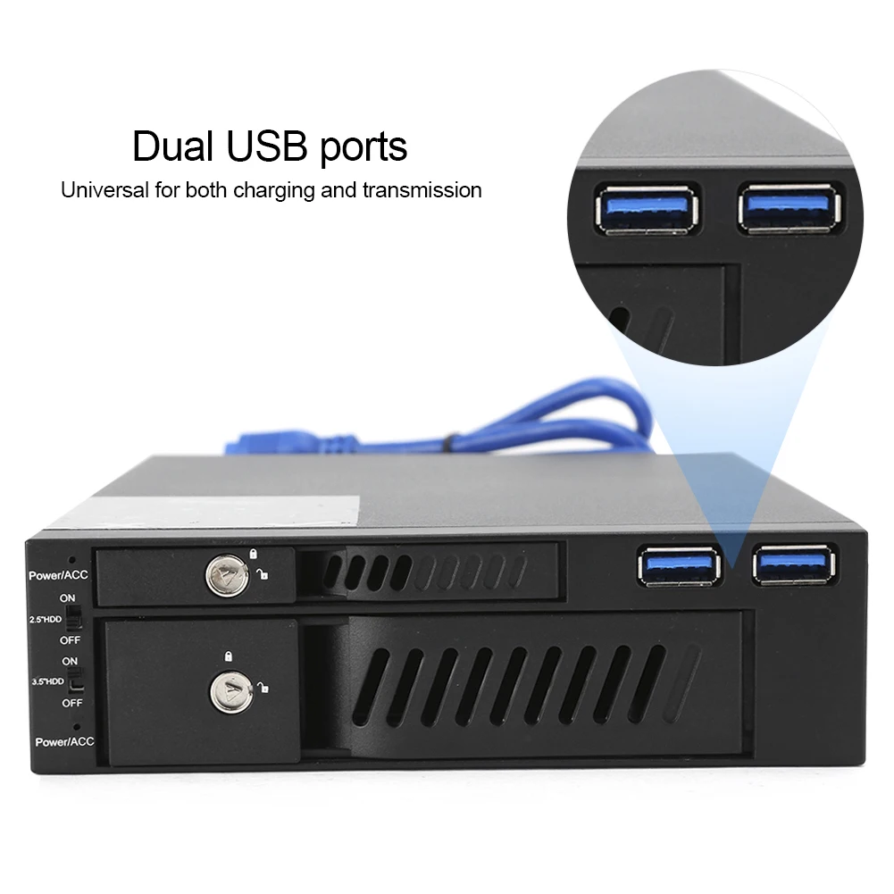 Festplatte Mobile Rack Case Dual-Disk Optisches Laufwerk Extraktionsbox 2,5/3,5 Halterung USB MR-6203 (Festplatte nicht im Lieferumfang enthalten) Image