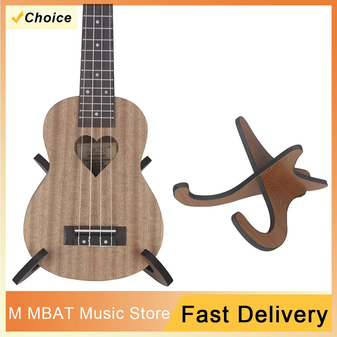 Tragbarer Ukulele-Gitarrenständer, braun, abnehmbare hölzerne Musik-Präsentationsständer-Halterung für Gitarre, Bass, Ukulele, Violine Image