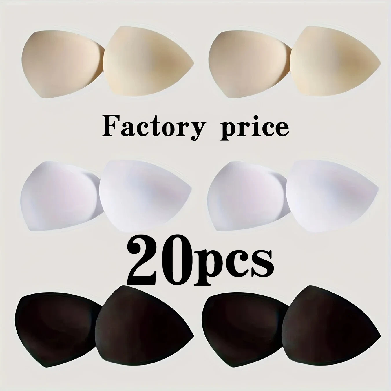 20 Stück unsichtbare dreieckige BH-Pads, Schwammpolsterung verbessert die Unterstützung und Formgebung, wiederverwendbare Brustpolster, hochwertiges Unterwäsche-Zubehör, geeignet für Badebekleidung, Image