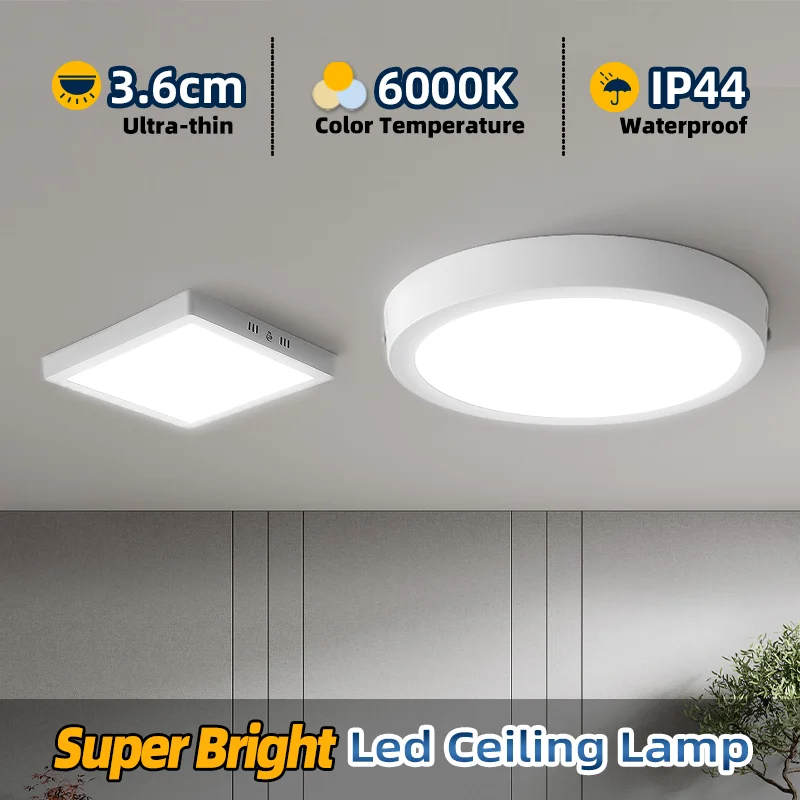 CHUANGYANG Ultradünne LED-Deckenleuchte, Pancel-Licht, 10 W, 15 W, 20 W, 30 W, runde quadratische LED-Deckenleuchte für Schlafzimmer, Flur, 110–220 V