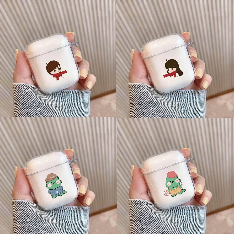 Paare Ölgemälde Klare Weiche TPU Kopfhörer Fall Für Airpods Pro 3 Pro 2 Pro Für Airpods 4 3 2 1 Lade Fall Abdeckung Mit Haken Image