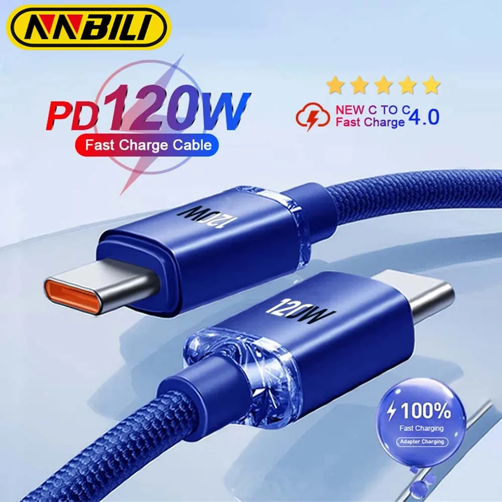 Nnbili 120w usb typ c zu usb c kabel für iphone 15 pro max pd schnell lade datenkabel für samsung xiaomi 14 oneplus 12 poco oppo Image