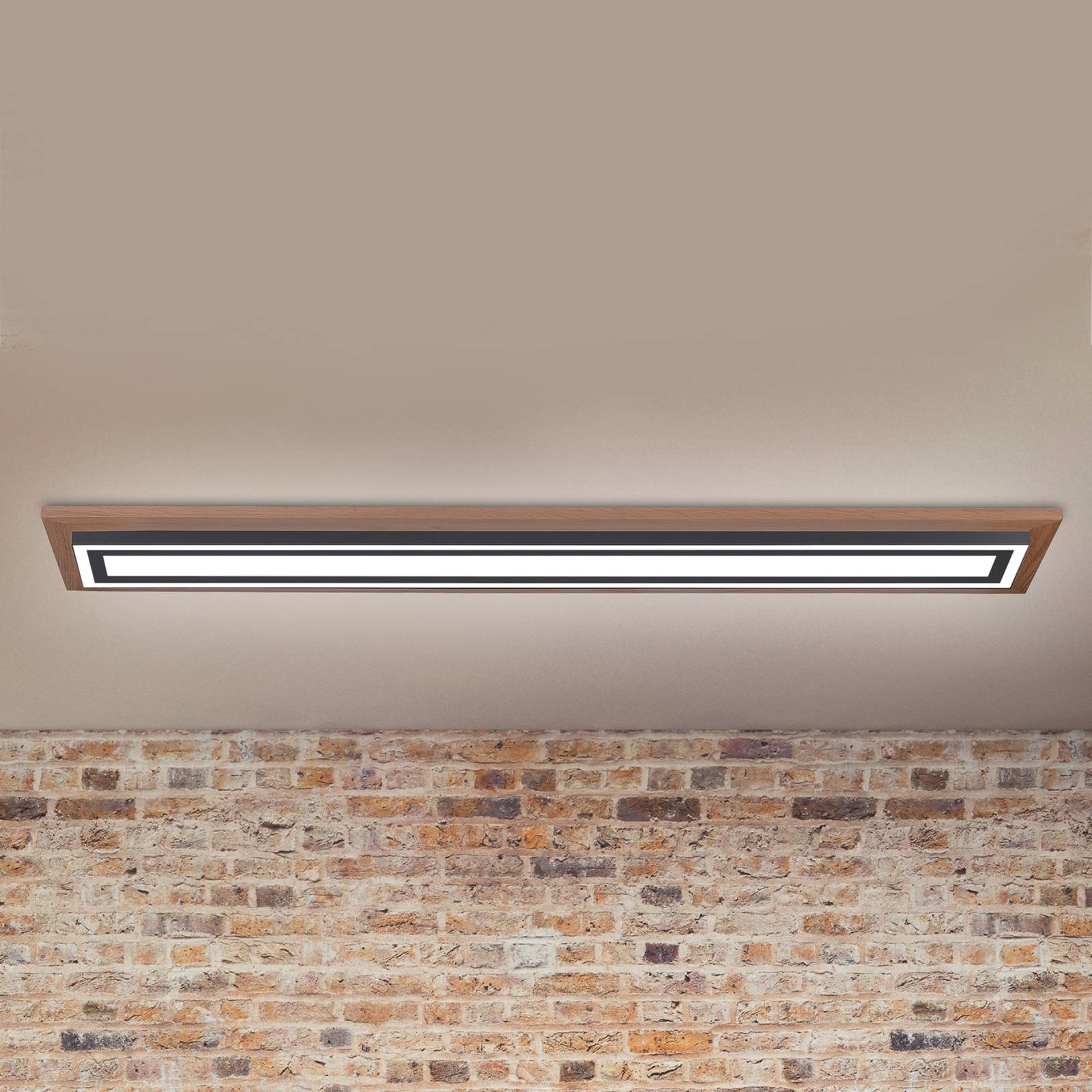 Paul Neuhaus LED Deckenlampe Palma, dimmbar, Holz dunkel, für Wohn- / Esszimmer, Aluminium, LED Deckenleuchte