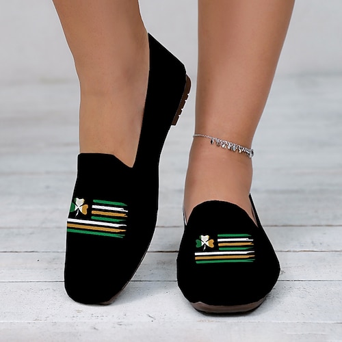 Weiße Flyknit-Slipper für Damen – atmungsaktive, leichte Schuhe mit Regenbogen- und Kleeblattmuster, perfekt für St. Patrick's Day-Partys, tägliche Besorgungen, Treffen in Innenräumen und Frühlingsausflüge. Image