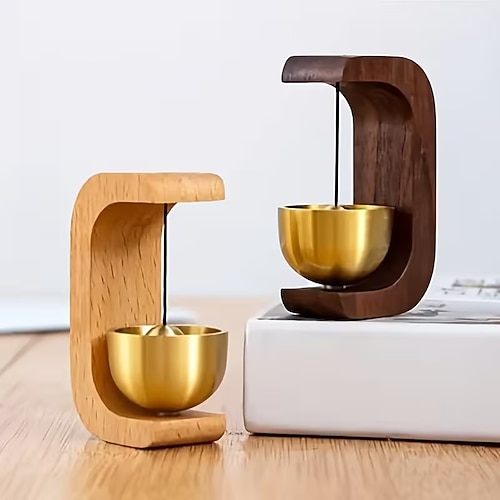 2er-Pack magnetische Türklingel aus Massivholz mit Saugnapfbefestigung für Türöffnungen, kabelloser Klebe-Eingangsalarm mit sanftem Klang für Zuhause, Büro, Geschäft und Haustiertüren Image