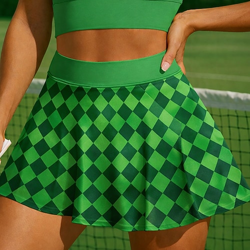 St. Patrick Damen Lässiger Rock Tennisröcke Stilvoll Drucken UV Schutz Elastisch Tennis Pickleball Laufen Unterteile Grün Tennisbekleidung Image