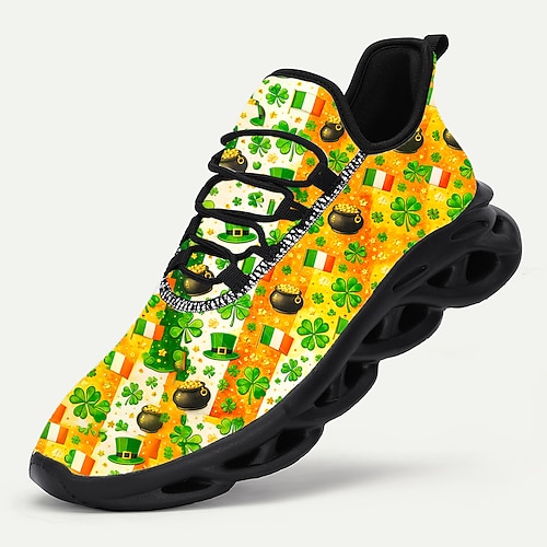 Herren-Sneaker zum St. Patrick's Day – grünes Design mit Blumenmuster und Kleeblatt-Details, perfekt für festliche Anlässe. Image