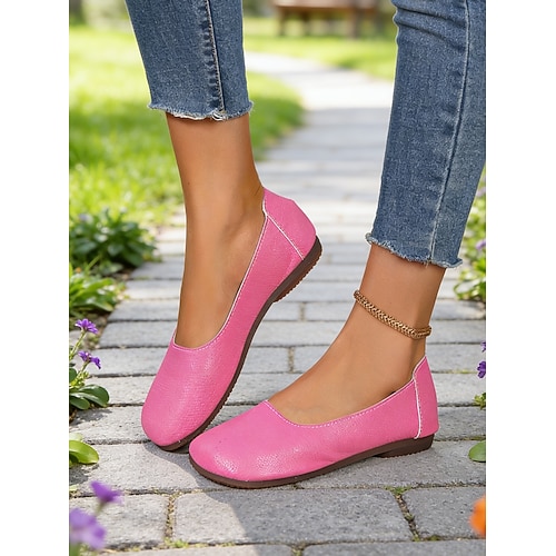 Rosafarbene, bequeme Damen-Slipper mit flexibler Sohle für Frühlings- und Sommerausflüge sowie den Alltag. Image