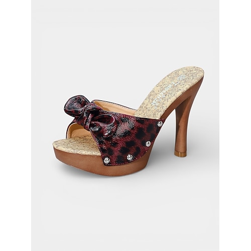 Leopardenmuster-Slingback-Pumps mit Schleife – stylische Plateau-Sandalen, perfekt für Urlaub, Pool und Sommerpartys Image