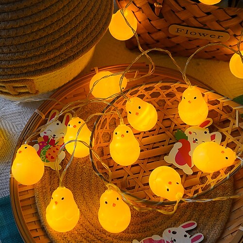 Osterlichterkette, batteriebetrieben, LED-Frühlingsdeko, Lichterkette für Zuhause, drinnen und draußen, Osterkorb, Eier, Party, saisonale Schlafzimmerdekoration Image