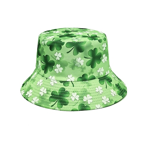 Damen-Fischerhut aus Polyester, mit Kleeblatt- und St.-Patricks-Day-Leprechaun-Motiv, verschiedene Muster, perfekt für den St. Patrick's Day und den Alltag Image