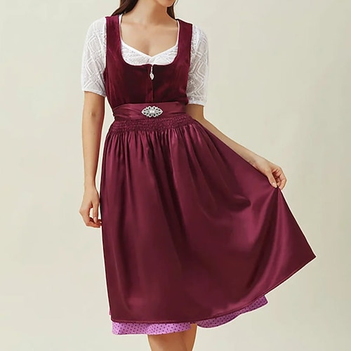 Oktoberfest Kleid Dirndl Trachtenkleider Dienstmädchen Bayerisch Deutsch Wiesn Damen Stoff im traditionellen Stil Kleid Schürze Ohne Bluse Image