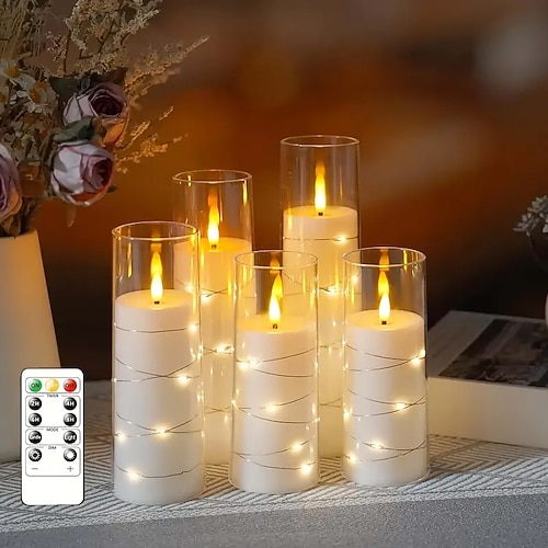 Kerze Kabellos Weihnachten Einfach Modern AA-Batterienbetrieben 5 Stück Image