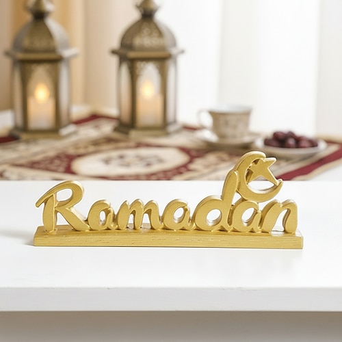 Ramadan-Buchstaben-Dekoration, islamischer Festtagsschmuck aus Harz, festliches Zuhause Partydekoration für Eid al-Fitr Ramadan Kareem, süßes Geschenk Accessoire für Feierlichkeiten Image