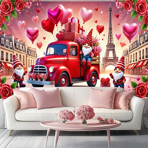 Valentinstag Tapisserie Banner Decke Rose Liebe Herz Niedlich Romantisch 3D Party Wohnzimmer Hintergründe aufnehmen Dekoration für Heiratsanträge Wohndeko Image