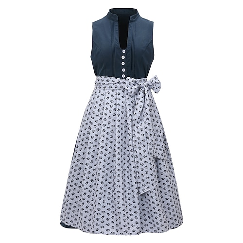 Oktoberfest Kleid Dirndl Trachtenkleider Dienstmädchen Bayerisch Deutsch Wiesn Damen Stoff im traditionellen Stil Kleid Schürze Ohne Bluse Image