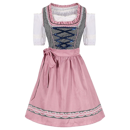Oktoberfest Kleid Dirndl Dienstmädchen Bayerisch Wiesn Damen Party Bier Festival Stoff im traditionellen Stil Bluse Image
