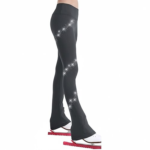Pantaloni da pattinaggio artistico Per donna Ragazze Pattinaggio sul ghiaccio Pantaloni Grigio scuro Nero Rosa Elasticizzato Allenamento Competizione Vestiti da pattinaggio sul ghiaccio Calore Termico