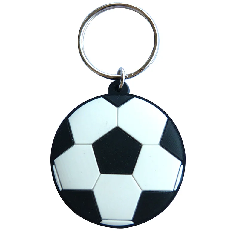 2 Stück Fußball-Schlüsselanhänger aus Gummi, PVC-Charm, kleines Geschenk, Sport, Mode, Schlüsselzubehör, 4 cm Durchmesser Image