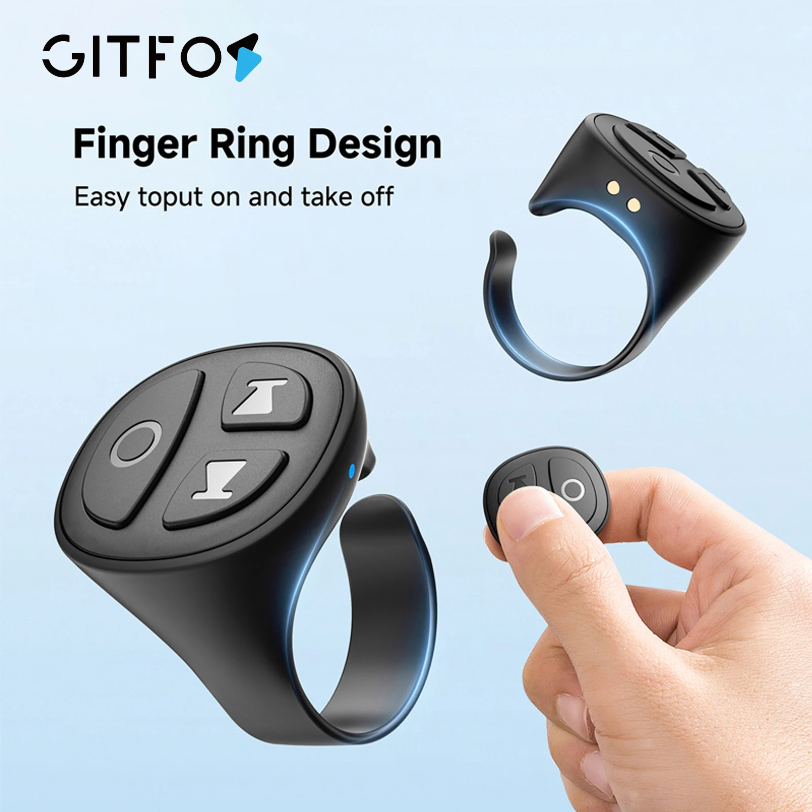 Télécommande sans fil GITFOS Scrolling Ring pour défilement, déclencheur de page, contrôleur de téléphone portable compatible Bluetooth pour la maison