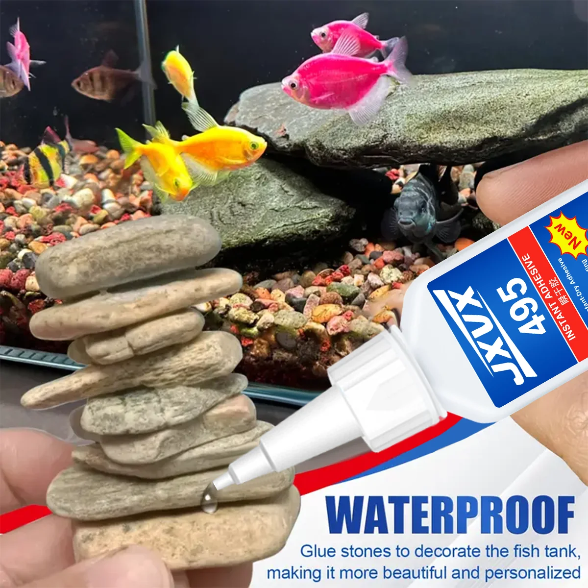 JXVX 495 Mehrzweck-Superkleber, Cyanacrylat-Kleber, 20 g, sofortiger, schneller Klebstoff, Gummi, Holz, Glas, stärker, alle Klebekleber