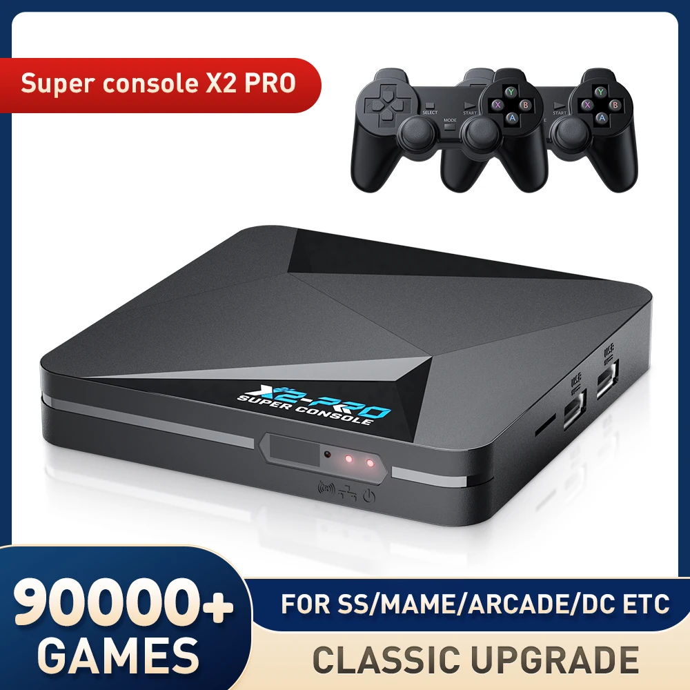 KINHANK Super Console X2 Pro Console de jeu vidéo rétro avec 80000 jeux vidéo pour PS1/DC/MAME/SS avec manette de jeu boîte de jeu cadeau pour enfant