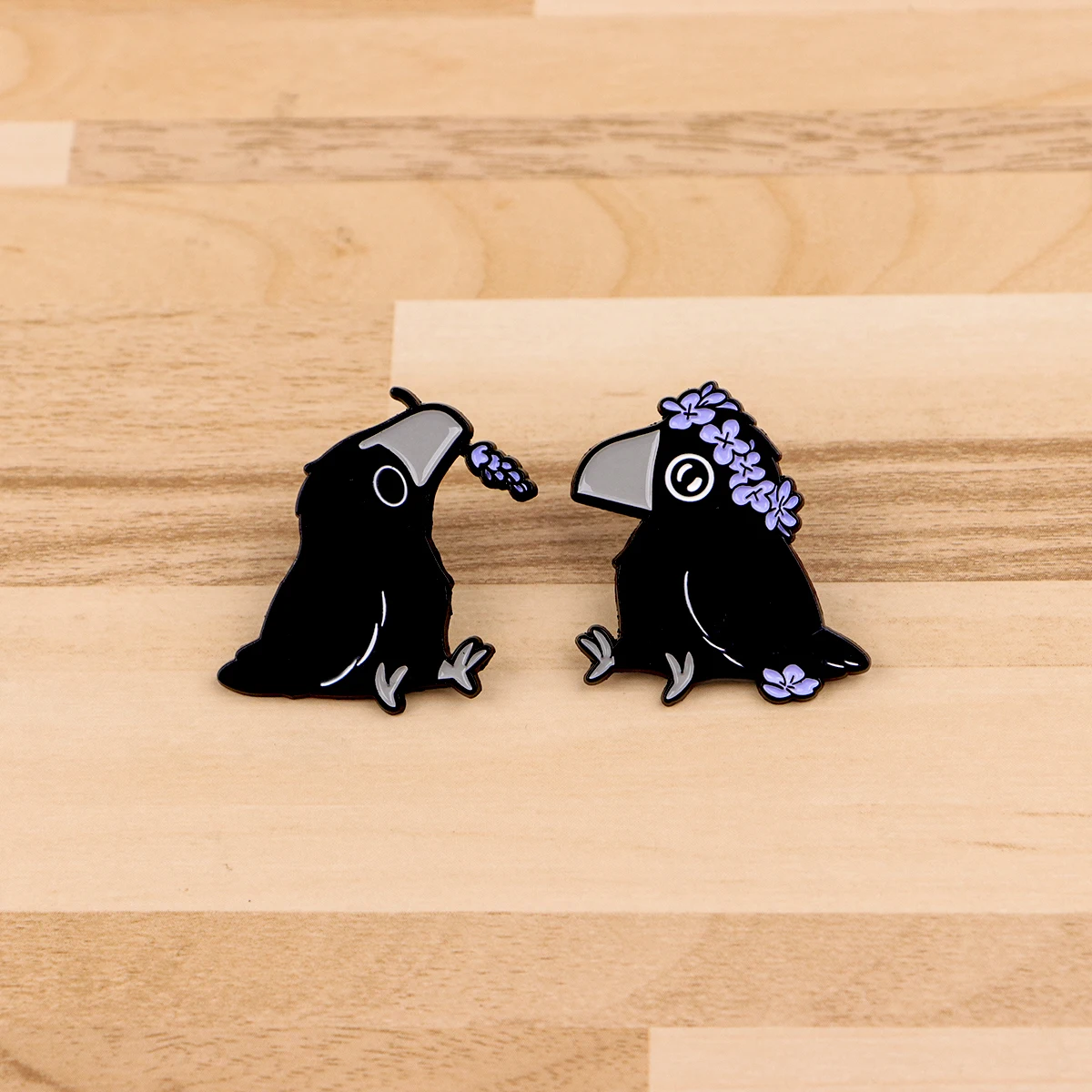 2PCS Nette Emaille Pin Cartoon Crow Brosche Für Mantel frauen Broschen Mode Revers Abzeichen Schmuck Freunde Geschenk Image