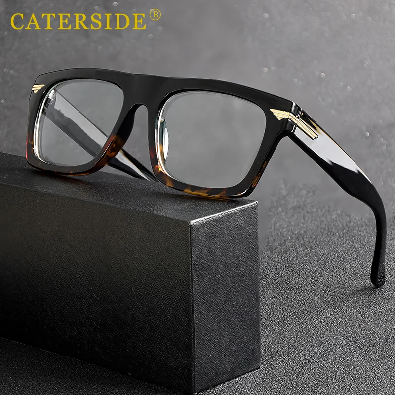 CATERSIDE Männer Anti Blaues Licht Gläser für Platz TR90 Rahmen Ultraleicht Retro Plain Gläser Trendy Myopie Computer Brillen Rahmen Image